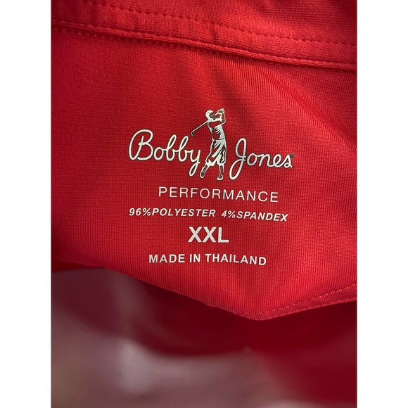 Bobby Jones Performance Golf Polo Blue Solid Men's XXL Red Short Sleeve - Picture 6 of 10